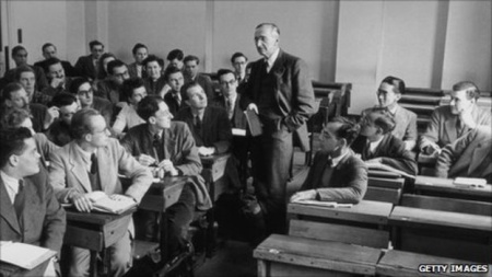 ჰაიეკის ლექცია ლონდონის ეკონომიკურ სკოლაში 1948 წელს.